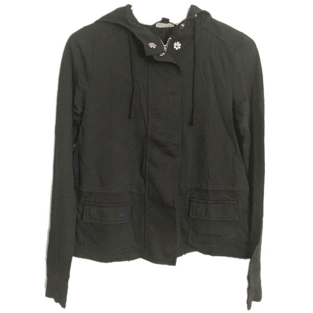 Banana Republic Jacket Womens S Black Hooded Anorak Zip Pockets Lightweight NWT